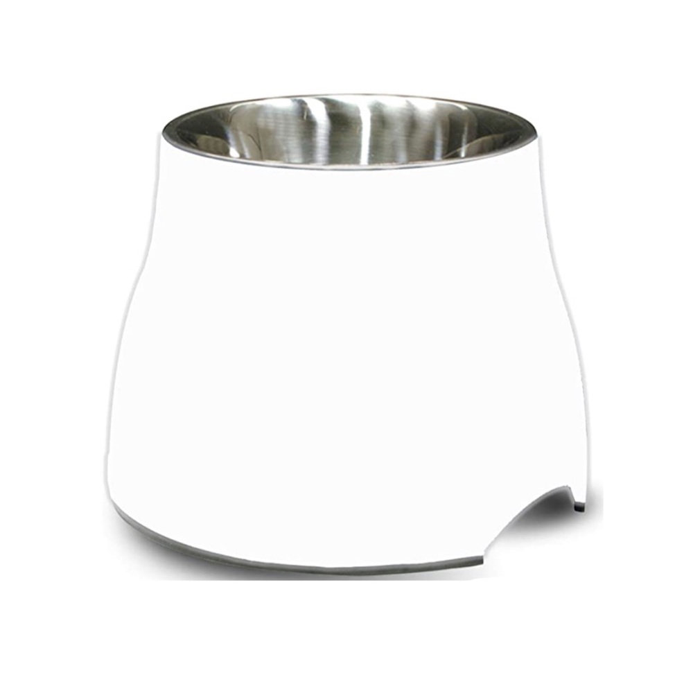 Set of 2 Elevated Dog Bowl Steel Small White nwt